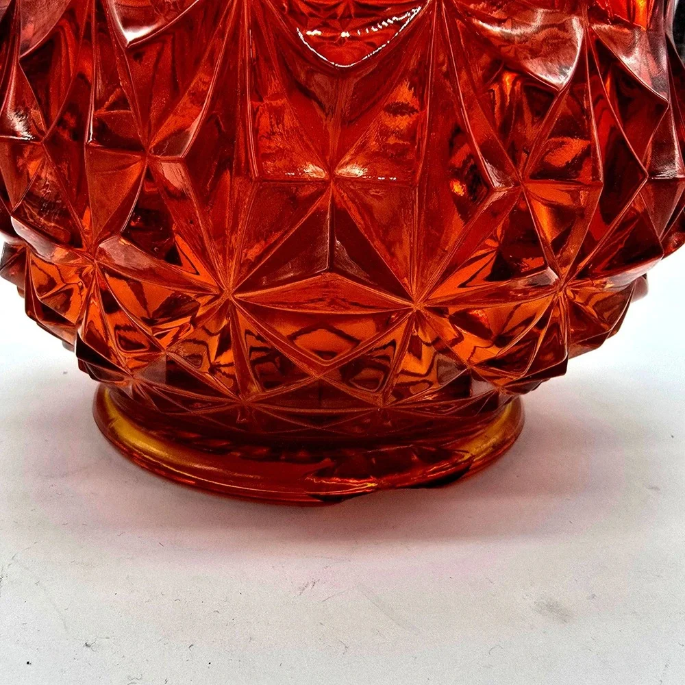 Vintage Le Smith Amberina Diamond Butt Glass Swung Vase 22" Mid Century Modern - Picture 7 of 8